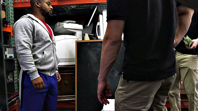 Black bottom gets fucked in pawnshop by owners