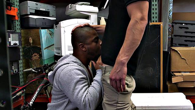 Black bottom gets fucked in pawnshop by owners