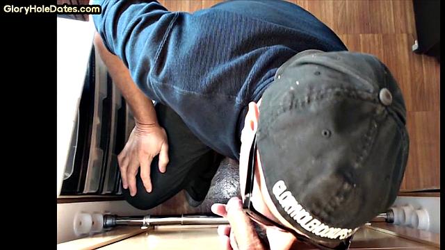 Gloryhole mature gay sucks dick at home in oral