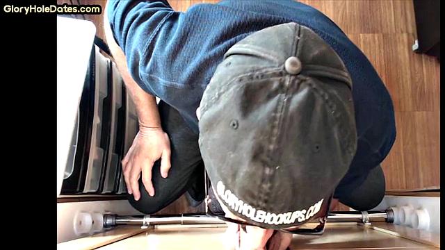 Gloryhole mature gay sucks dick at home in oral