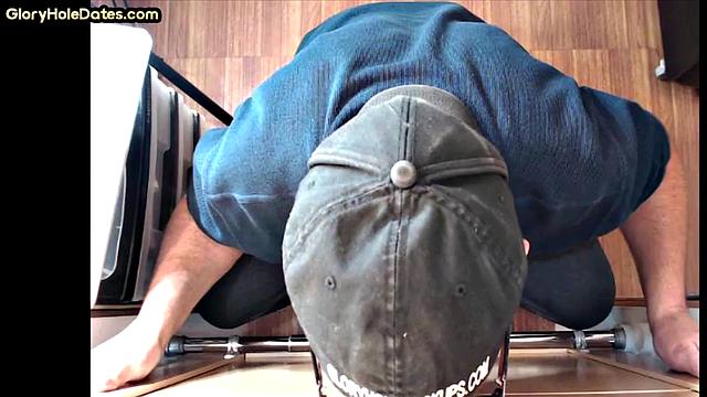 Gloryhole mature gay sucks dick at home in oral