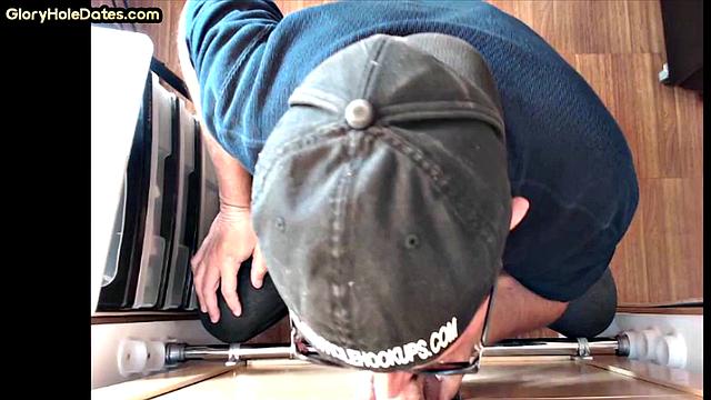 Gloryhole mature gay sucks dick at home in oral