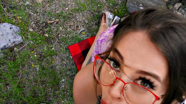 Bigtit inked babe pulled into outdoor banging in POV