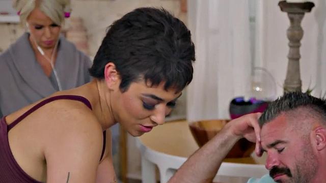 Amateur MILF massages man for passionate oiled fuck