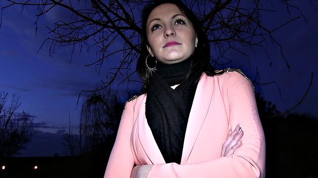 Sexy Dark Haired Babe Takes Stranger's Dick In Her Hairy Pussy