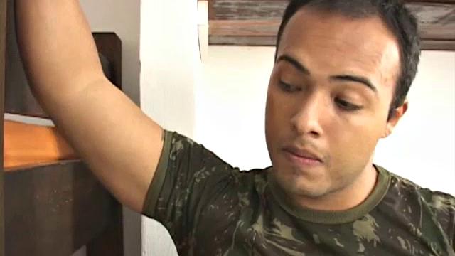 Matheus returns to the military dorm after morning run to find dorm mate still snoozing.