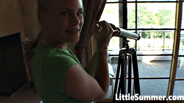 Little Summer with small tits Solo Orgasm Outdoors