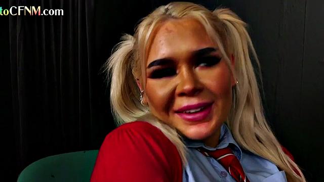 CFNM college babes in uniform sucking teacher's cock