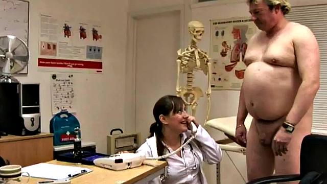 British CFNM nurses wanking Tony's cock in doctor's office