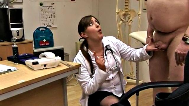 British CFNM nurses wanking Tony's cock in doctor's office
