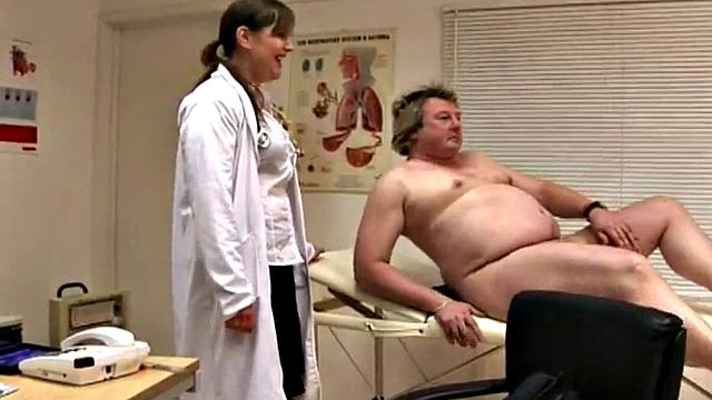 British CFNM nurses wanking Tony's cock in doctor's office