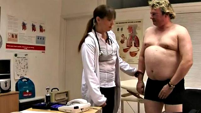 British CFNM nurses wanking Tony's cock in doctor's office