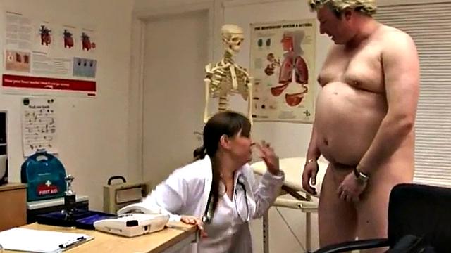 British CFNM nurses wanking Tony's cock in doctor's office