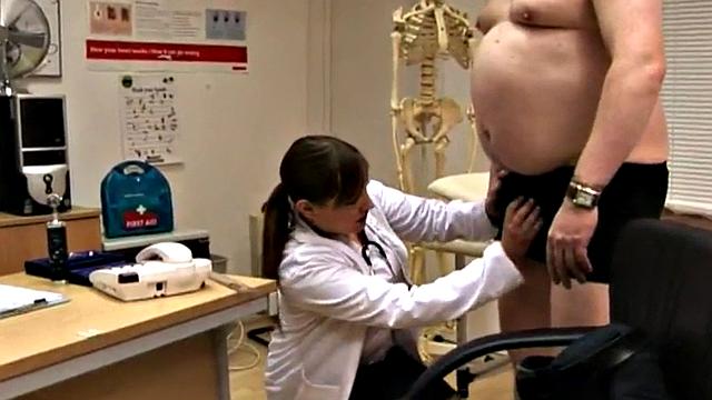 British CFNM nurses wanking Tony's cock in doctor's office