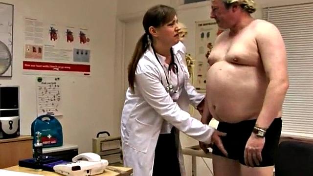 British CFNM nurses wanking Tony's cock in doctor's office