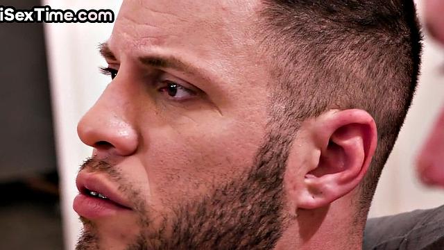 Bigass inked babe rammed while sucking cock in 3some