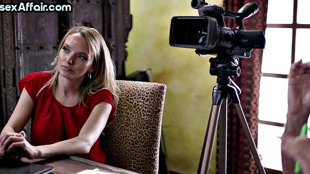 Horny blonde pounded in bisex 3some