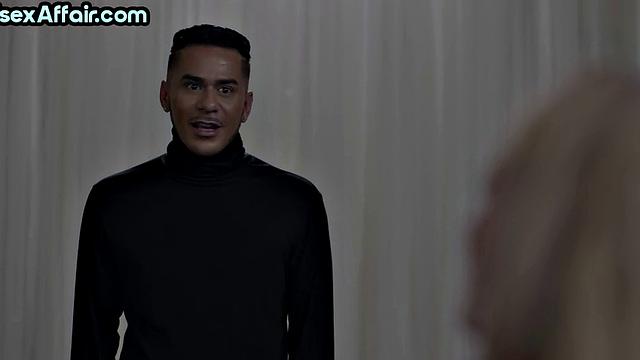 Horny blonde pounded in bisex 3some