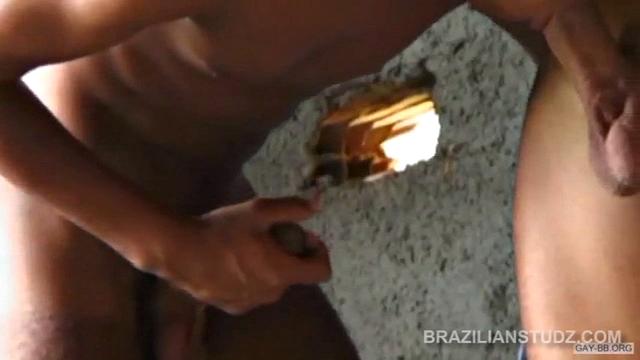 We find Latinos Renato and Pedro sharing intense looks and heavy petting. Renato's cock is trying to fight its way out of his shorts while he gropes and licks Pedro.