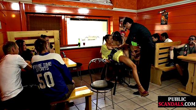 Cockhungry sluts banged in public