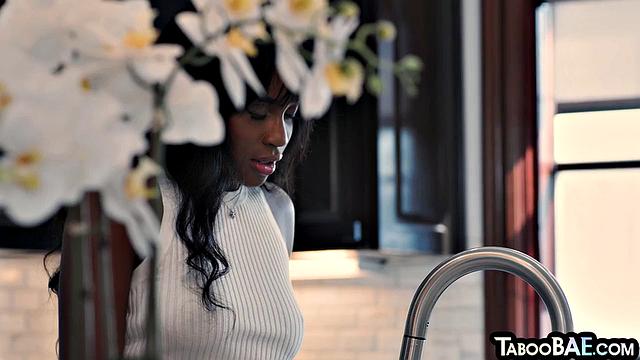 Stunning ebony babe drilled by lover