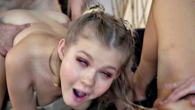 Sinful massaging sluts fucked in 3some doggystyle