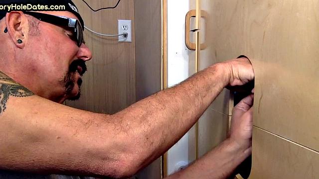 Gloryhole loving pervy gives head