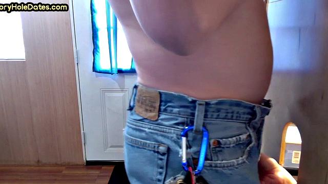 Gloryhole loving pervy gives head