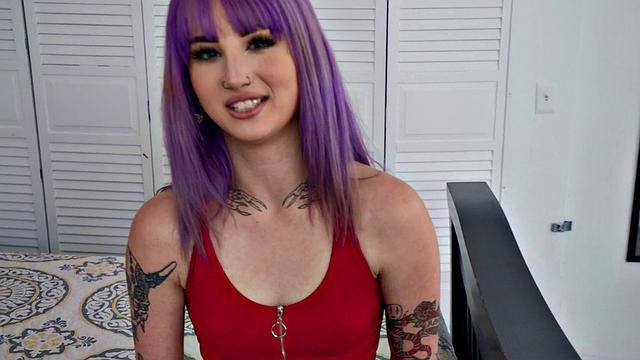 Amateur with small tits takes a huge dick in the bedroom and loves it