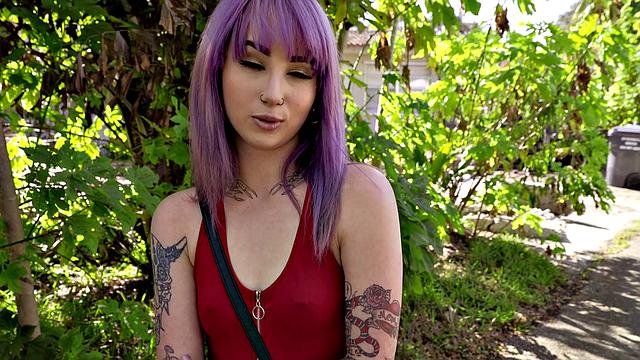 Amateur with small tits takes a huge dick in the bedroom and loves it