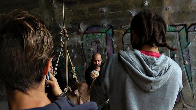 Public spanking of blonde euro babe getting fucked