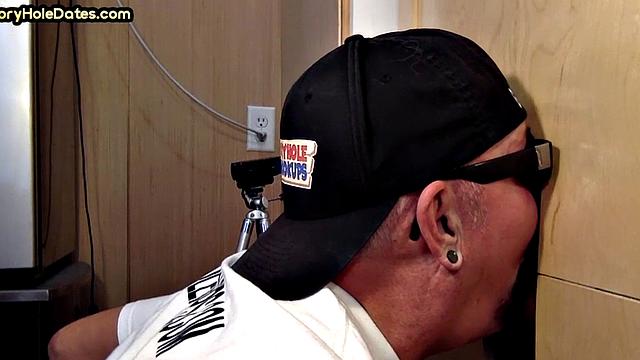 Homemade gloryhole BJ barebacked in sling at home