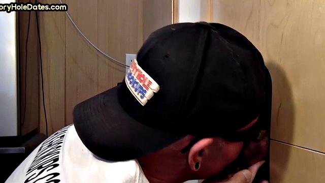 Homemade gloryhole BJ barebacked in sling at home