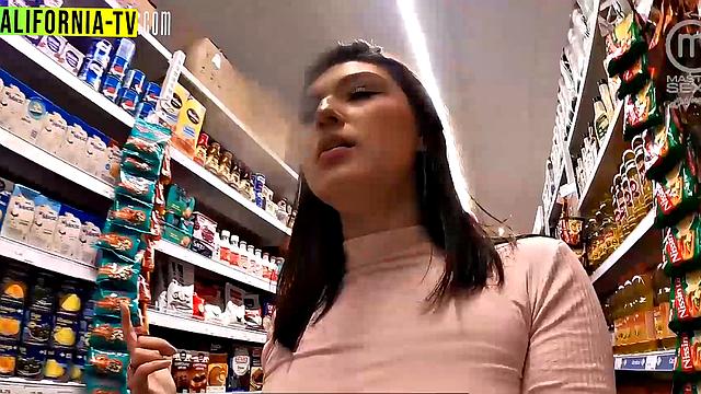 Naughty influencers spotted without panties and breasts out at the market!