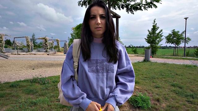 Public beauty enjoys big dick fucking outdoors