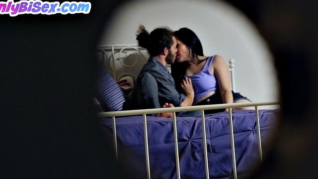 Bisexual busty babe riding 2 guys