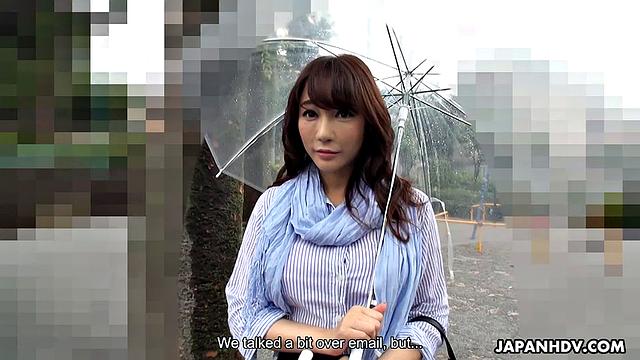 Haruka Miura comes on a walk outside today with a sex toy in her pussy
