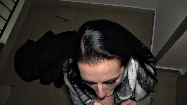 Watch this tattooed brunette in lingerie give a wild POV handjob in the car and deepthroat a big rod