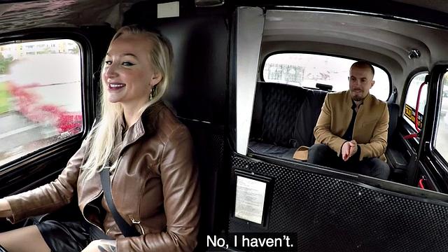 Big-titted cabbie gets her pussy and ass pounded in a wild missionary pose