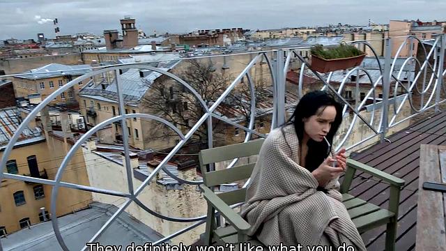 SISPORN. Guy catches stepsister smoking and fuck her into quick sex