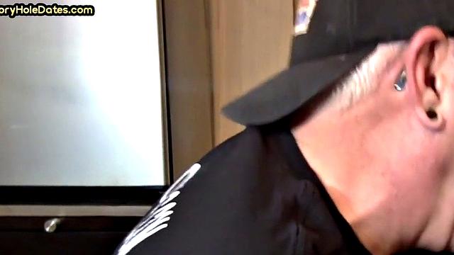 Gaydaddy adores sucking gloryhole cock at his home