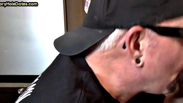 Gaydaddy adores sucking gloryhole cock at his home