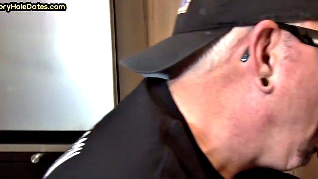 Gaydaddy adores sucking gloryhole cock at his home