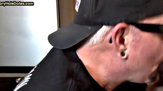 Gaydaddy adores sucking gloryhole cock at his home