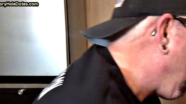 Gaydaddy adores sucking gloryhole cock at his home