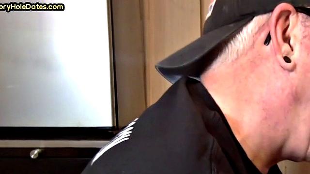 Gaydaddy adores sucking gloryhole cock at his home