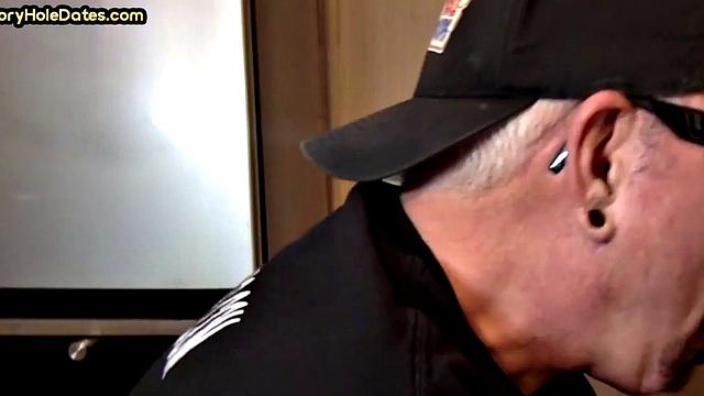 Gaydaddy adores sucking gloryhole cock at his home