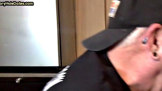 Gaydaddy adores sucking gloryhole cock at his home