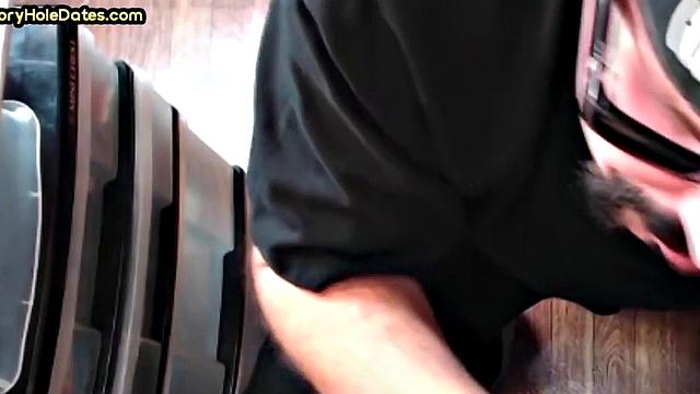 Gaydaddy adores sucking gloryhole cock at his home