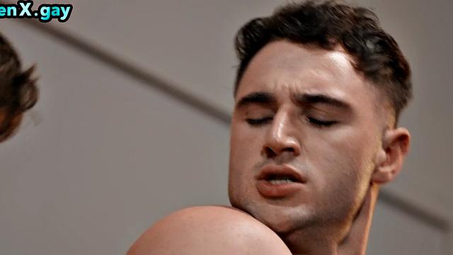 Manly jock bareback fucks bottom with nice body at party